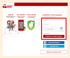 Cherry Exchange digital wallet portal dashboard