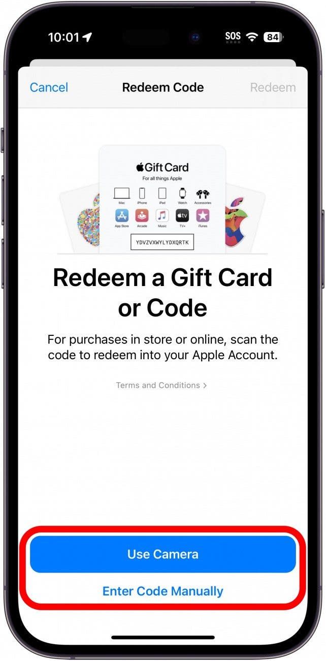 在 iPhone 上进入 App Store 兑换 16 位礼品卡代码