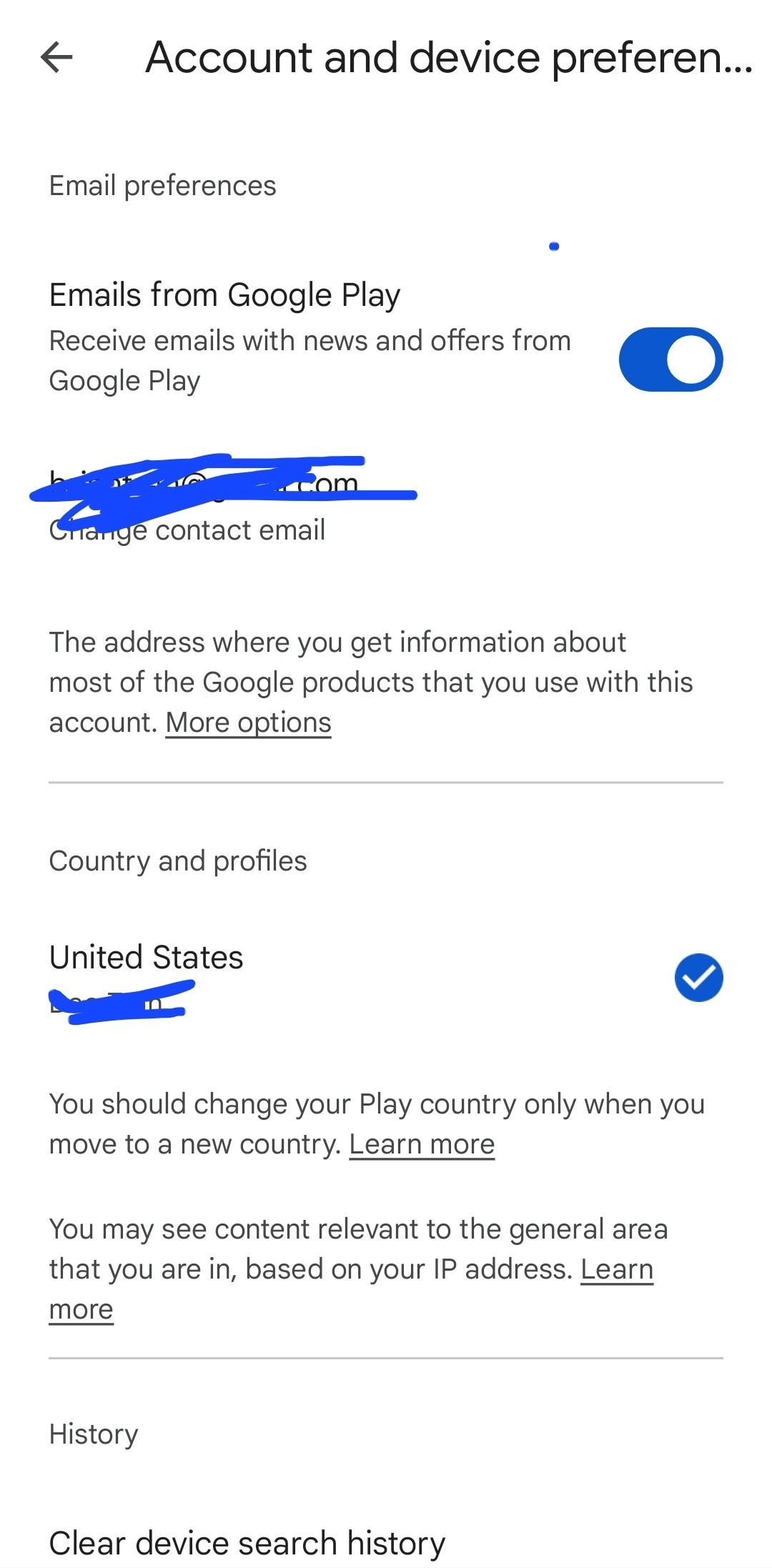 国制限された残高が表示されたGoogle Playアカウント画面