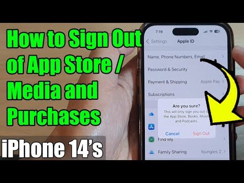 iOS settings menu showing Media and Purchases account management