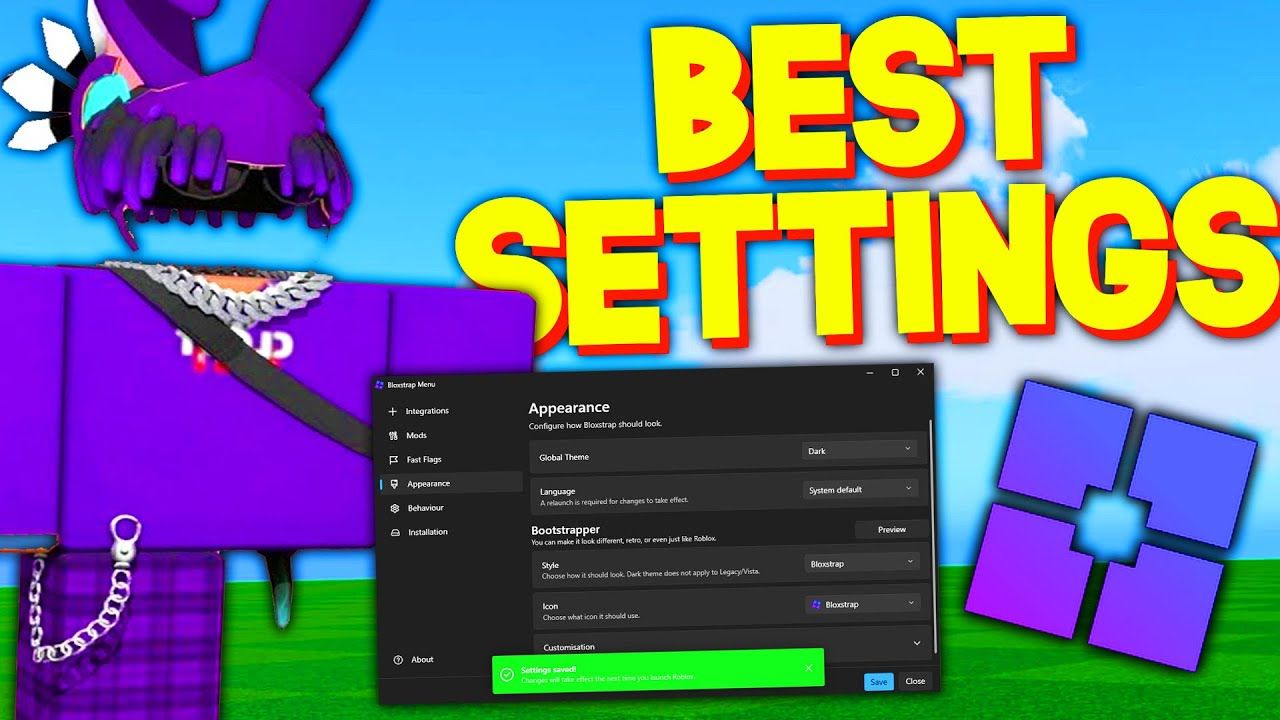 Fast Flag editor interface configuring custom rendering parameters and framerate target overrides