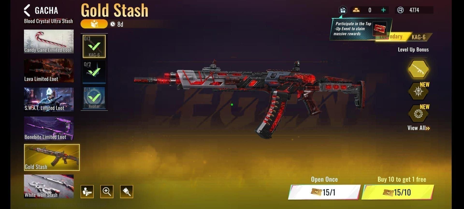 Skrin ganjaran lucky draw kulit senjata dan flip gacha Blood Strike
