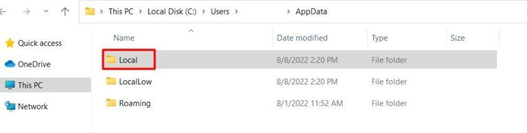Windows local AppData directory showing NVIDIA graphics cache folders