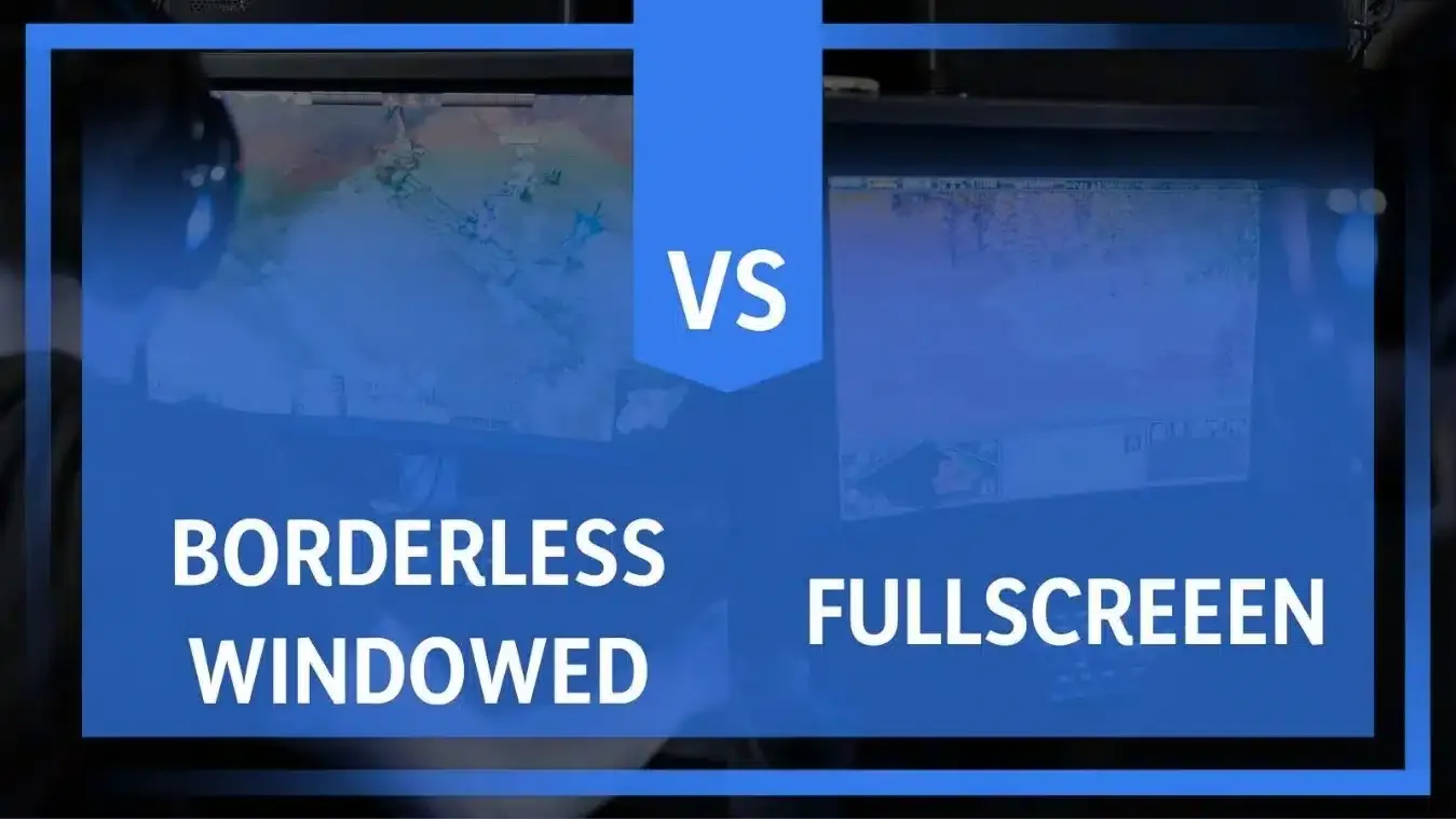 Beeldscherminstellingenmenu met de selectie voor randloze venstermodus in een pc-game