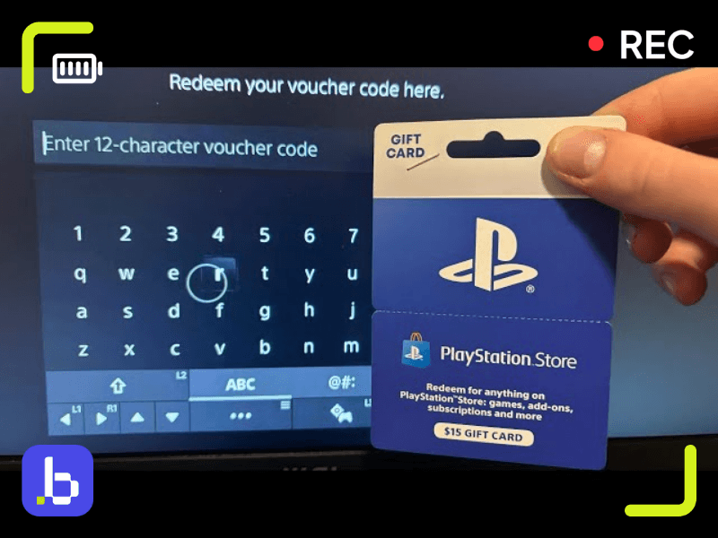 PlayStation 5 redeem code input screen with twelve digit voucher entry