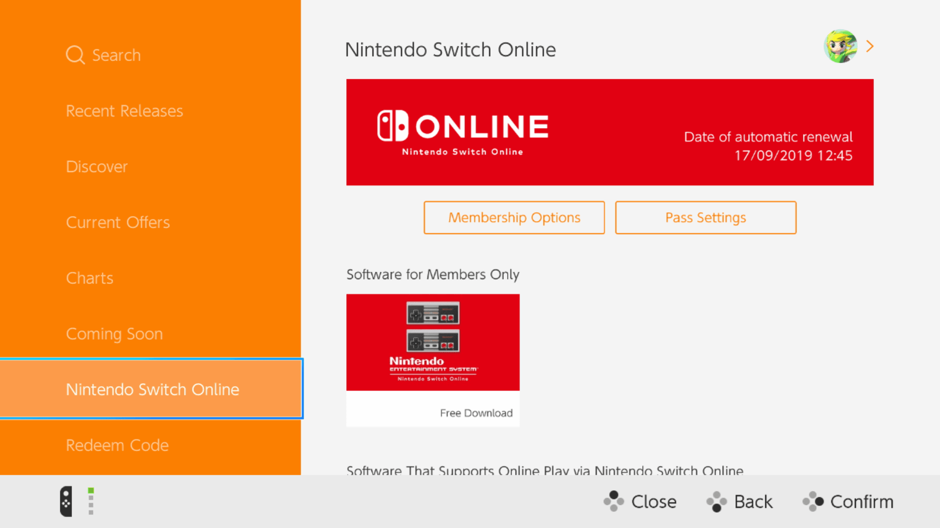 Nintendo Account 官方网站上显示的家庭管理设置与成员席位页面