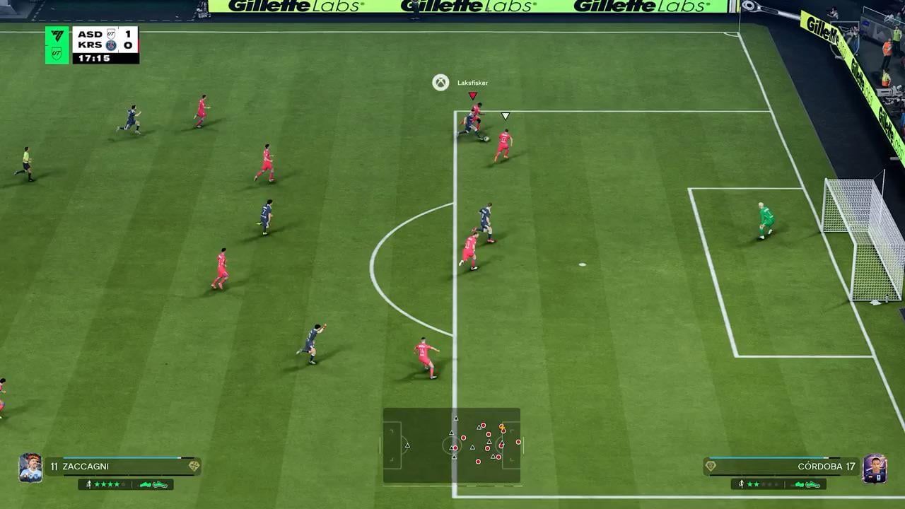 Perspectiva defensiva da grande área no EA Sports FC 25
