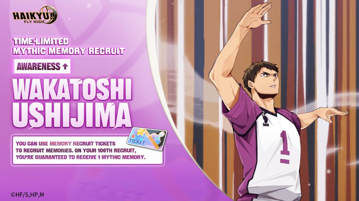 UR Ushijima rate-up recruitment banner interface in Haikyu Fly High