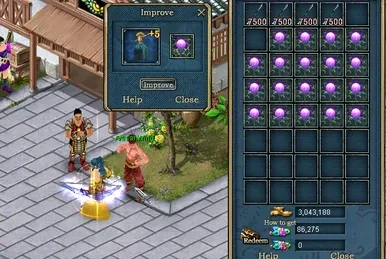 Conquer Online character status panel showing first rebirth attribute point allocation