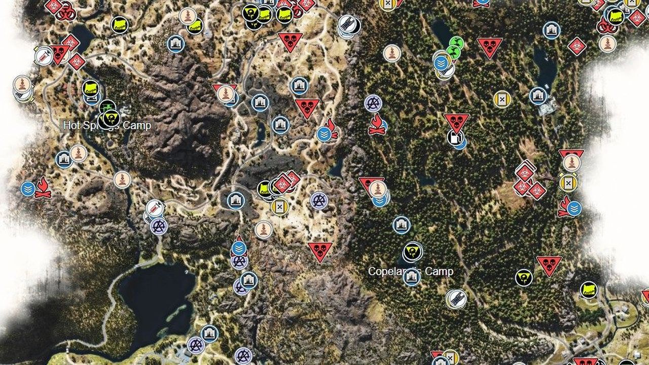 《往日不再》中显示各区域领地的大地图界面
