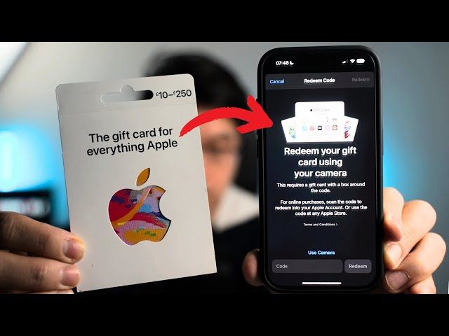 iPhone scanning an Apple Gift Card code using the App Store camera scanner