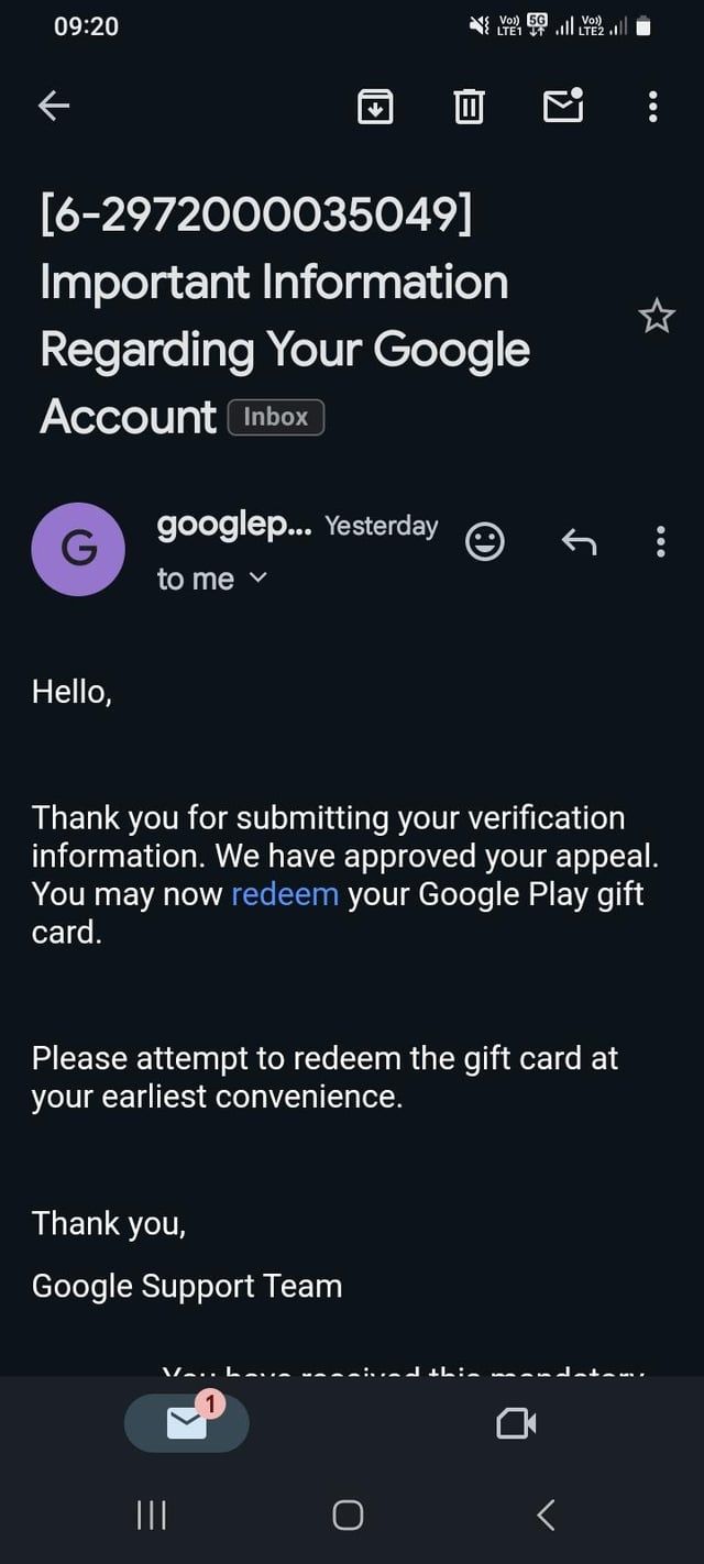 ギフトカード購入証明を求めるGoogle Playサポートフォーム