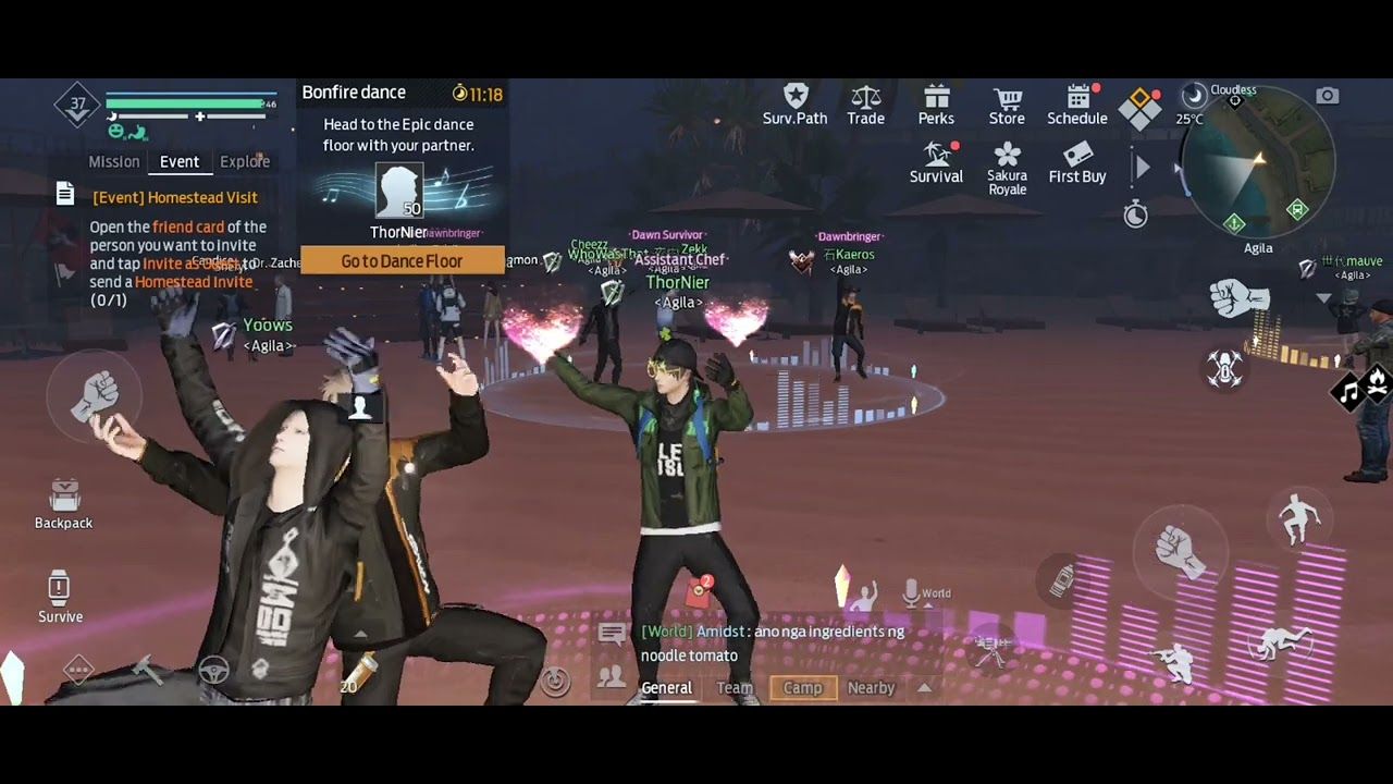 Camp members gathered at the camp bonfire party event in Garena Undawn