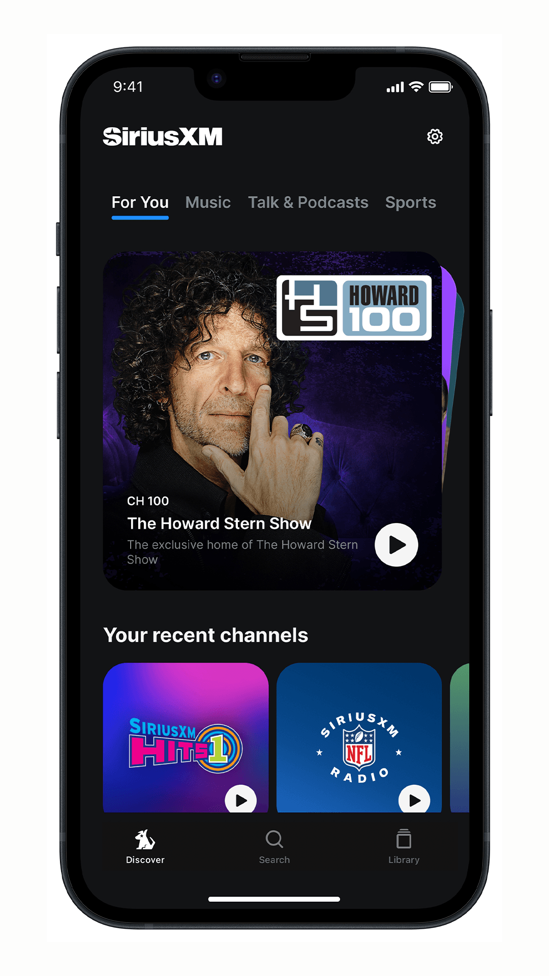 Susun atur stesen muzik penstriman SiriusXM di Android