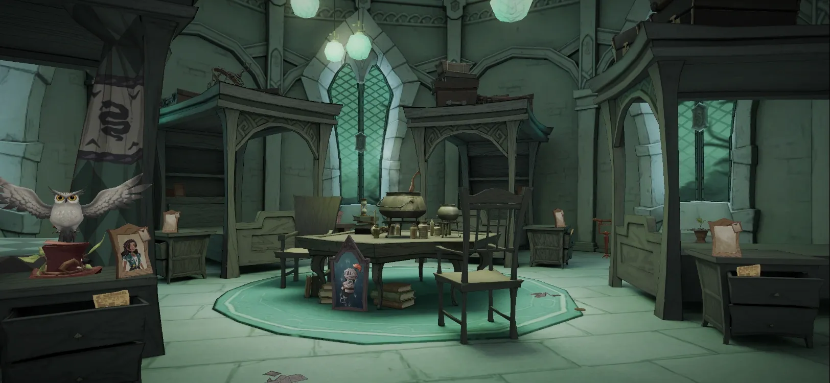 Hogwarts dormitory room and dueling club multiplayer setup in Magic Awakened