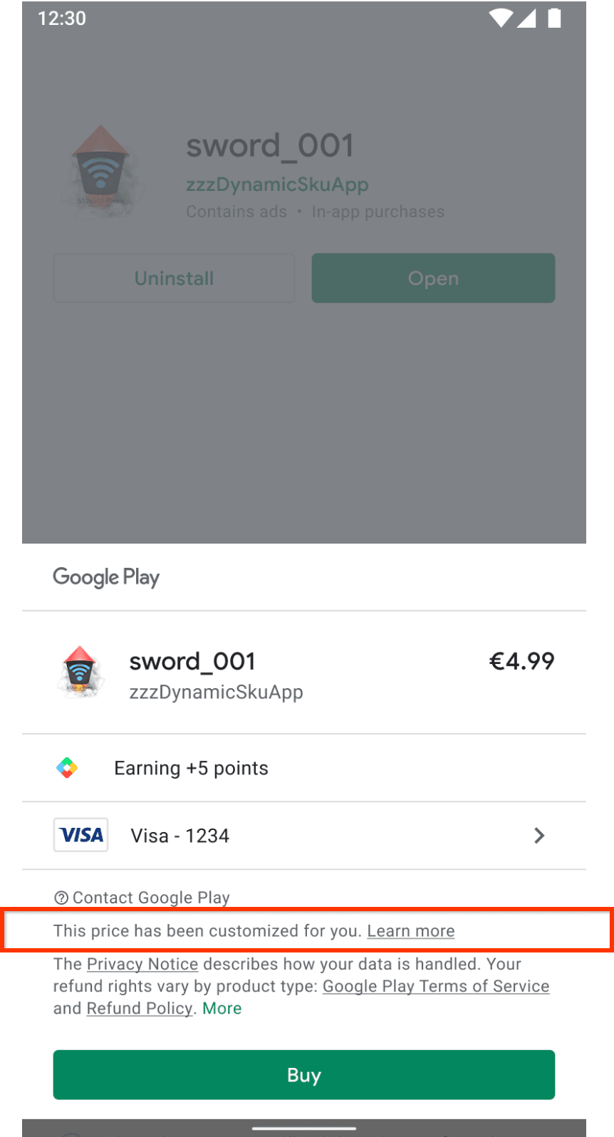 Google Play payment authentication prompt