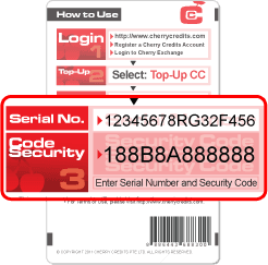 Physical Cherry Credits scratch card voucher