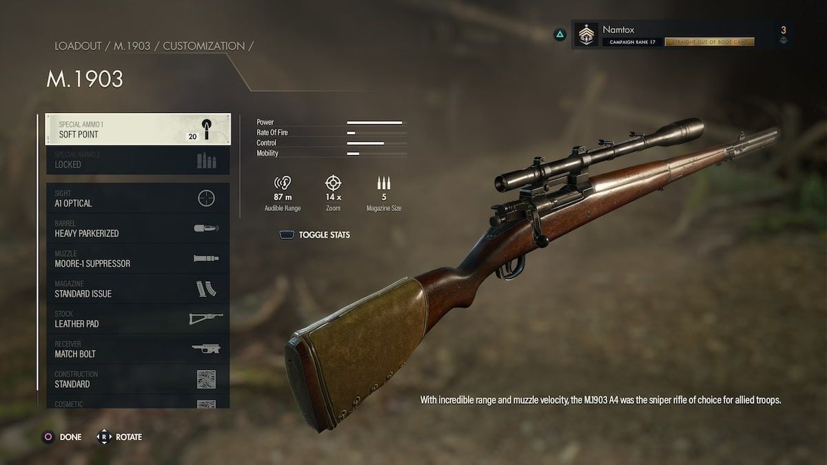 Pure Sniper 狙击步枪武器升级菜单