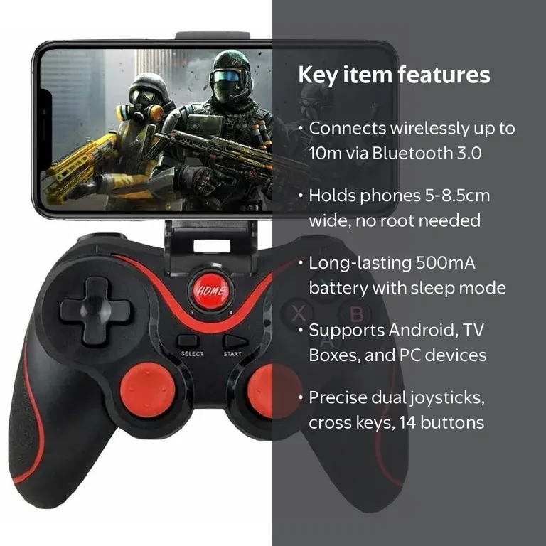 Controle Bluetooth para celulares com botões padrão A B X Y