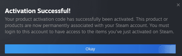 The Steam Activate a Product dialog with an empty product key field