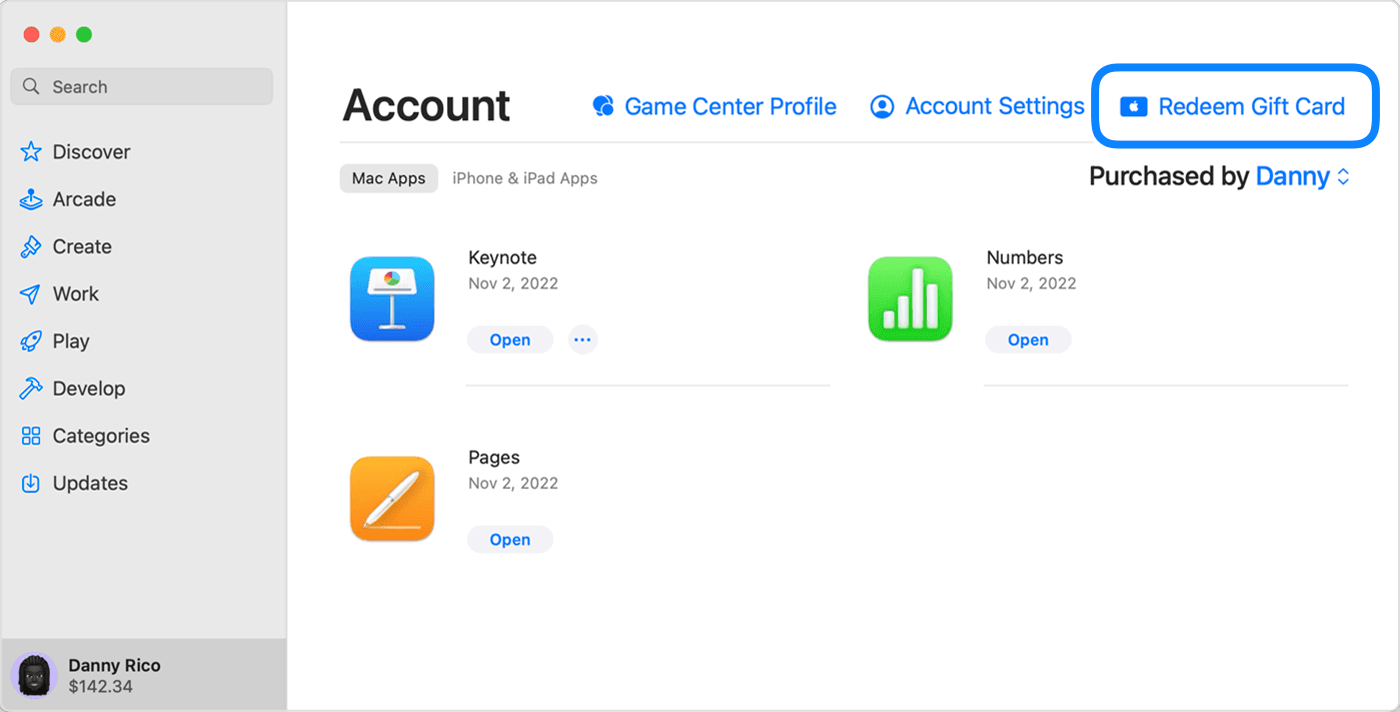 Mac App Store Account Guthaben Einlösen Seitenleiste