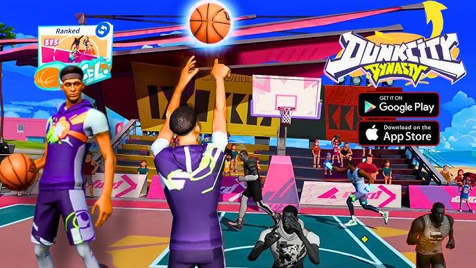 Dunk City Dynasty competitive 3v3 ranked streetball gameplay showing perimeter defense